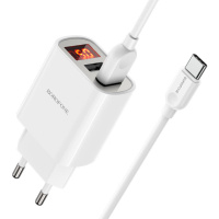 Набор BOROFONE BA58A СЗУ 1xUSB+ кабель Type-C, 2.1A, 1м, White, Blister-box