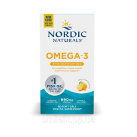 Омега-3, 690 мг, смак лимона, Omega-3, Nordic Naturals, 60 капсул риб'ячого желатину
