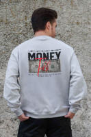 Утеплений оверсайз світшот на флісі з принтом Without Talk Gray