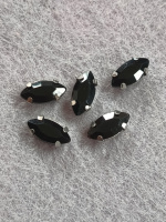 Страз(стекло) в оправе/ 5×10мм/ черный/ 5 шт