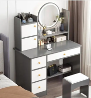 Стіл для макіяжу з LED дзеркалом STL-MD 72 (Г40/Ш80/В127) (СІРО-БІЛИЙ)