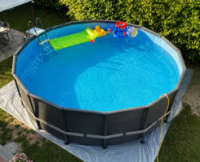 Intex 26326, 488×122 см круглий каркасний басейн ULTRA XTR Frame Pool сірий повна комплектація з пісочним фільтр насосом