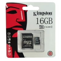 Карта памяти Kingston MicroSD 16GB Class 10 + SD адаптер