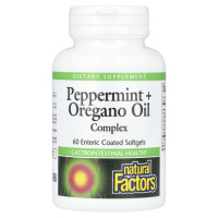 Олія перцевої м'яти, орегано та кмину, Peppermint+Oregano Oil Complex, Natural Factors, 60 гелевих капсул