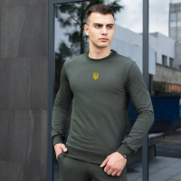 Світшот Pobedov 001 - Герб жовта вишивка Темно зелений