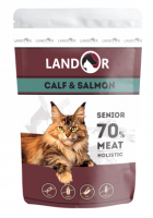 Landor корм для пожилых кошек телятина с лососем, пауч, 85 г