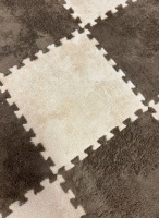 Коврик-пазл плюшевый, термоковрик, мат детский теплый 90*120см, 12 пазлов, цвет коричневый