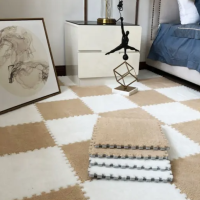 Коврик-пазл плюшевый, термоковрик, мат детский теплый 60*90см, 6 пазлов, цвет бежевый