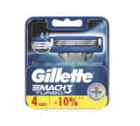 Лезвия кассеты Gillette Mach3 Turbo 4 шт - сменные картриджи для бритья Жилет Мак 3 Турбо