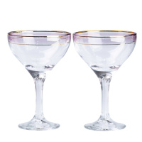 Набір бокалів для коктейлів фігурних на високій ніжці 2 штуки по 290 мл, рожевий