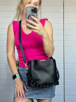 Три відділення. Чорна - шикарна та зручна сумка з двома знімними ременями в комплекті (0267)