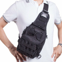 Качественная тактическая сумка, укрепленная мужская сумка рюкзак тактическая слинг. Цвет: черный