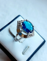 Серебряное кольцо с LONDON BLUE ТОПАЗОМ, 925 проба