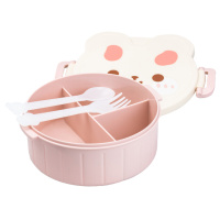 Ланч-бокс дитячий зі столовими приборами Rabbit 18*18*7 см, рожевий