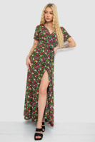 Сарафан із квітковим принтом на запах, колір чорно-червоний, 241R177