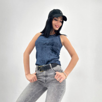 Трикотажна жіноча майка тай-дай «Design» (Турція) оптом Темно-синій, 42-44