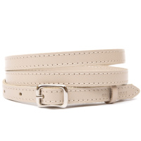 Тонкий жіночий шкіряний ремінь 711444 Бежевий