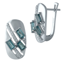 Серебряные серьги CatalogSilver с топазом Лондон Блю (1997666)
