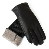 PODIUM Перчатка Мужская кожа-олень S-102 black шерсть