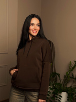 Однотонний батник з капюшоном «Kerry» оптом | Норма і батал Шоколадний, 46-48