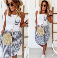 Плаття літнє у смужку «Laura» оптом | Норма і батал | Розпродаж моделі 44