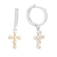 Серебряные серьги CatalogSilver с натуральным жемчугом, фианитами (2177104)