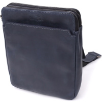 Практичная мужская сумка через плечо из винтажной натуральной кожи Shvigel 20867_1 Синий