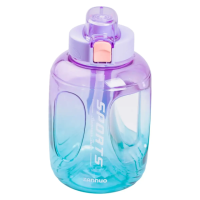 Бутылка для воды спортивная 1.6 л пластиковая с трубочкой с ремешком 22 см Фиолетовая HP-14-35V