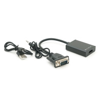 Конвертер VGA to HDTV Adapter + Audio, Black, Full HD 1080P, Blister