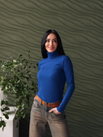 Жіночий гольф в рубчик «Made» оптом | Батал 54-56, Електрик