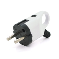 Вилка Евро с заземлением  угловая с кольцом, разборная, Premium, 16А 220V, цвет белый, Q30