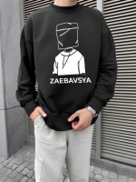 Світшот чорний чоловічий з мерчем (оверсайз) | 74-104