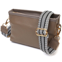 Компактна сумка на плече з натуральної шкіри 722098 Сіра