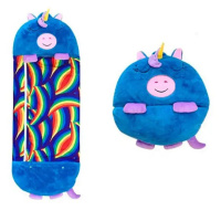 Спальный детский мешок 3в1 для сна подушка игрушка спальник 140х50 см на молнии Happy Nappers. Цвет: синий