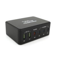 Зарядная станция V-118H мощностью 140W, Output: 2USB+4Type-C, DC:5V/3, 9V/3A,12V/3A, 15V/3A, 20V/5A, Black