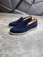 Лоферы мужские замшевые LORO PIANA Lux NAVY! Туфли мужские Лоферы синие! Натуральна ЗАМША!