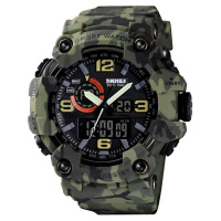 Чоловічий тактичний годинник Skmei 1520CMGN Green Camo з комбінованим циферблатом та підсвічуванням