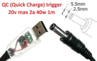 Кабель-переходник триггер QC (Quick Charge) 20v USB Type-A (max 2a, 40w) на 5.5x2.5mm 1.2m з USB Type-A (male) Quick Charge QC тригер (A class) 1...