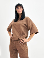 Жіночий костюм з турецької двунитки петля з ефектом tie dye «George»| Батал| Розпродаж моделі Шоколадний, 50-52