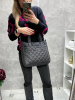 АКЦІЯ! Чорна - стьобана плащівка - велика та вмістка сумка на блискавці (5165)