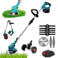 Триммер для травы аккумуляторный на колесах Domotec с 2 аккумуляторами, 3600W, 48V, 6Ah, триммер для обрезки кустов