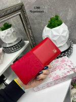 Червоний - вишуканий стильний жіночий гаманець на магніті, 19х9 см (1280)