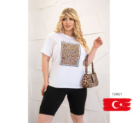 Жіноча футболка з леопардовим принтом «Jungle» оптом | Батал