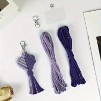 Набор макраме для рукоделия для ручной пряжи брелока для ключей или аксессуаров 15х5см,фиолетовый