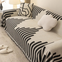 Плед покрывало для дивана и кровати,чехол накидка для мягкой мебели 180х230 см,бело-черный с узором