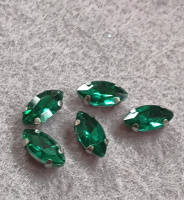 Страз(стекло) в оправе/ 5×10мм/ зелёная бирюза/ 5 шт