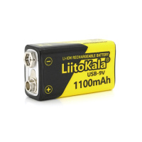 Акумулятор LiitoKala 9V/1100mAh, крона, USB вихід, NiMH Rechargeable Battery, 1 штука в блістері ціна за блістер