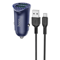 Автомобільний зарядний пристрій Hoco Z39 QC3.0 (2USB) + MicroUSB (Синій) - купити в SmartEra.ua