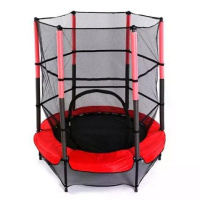 Дитячий батут Just Fun 140×160 см червоний із внутрішньою захисною сіткою • Батут-манеж Just Fun для дітей, дому, дачі, вулиці та активних ігор...