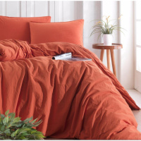 Комплект постільної білизни SoundSleep Stonewash Adriatic Orange євро цегляний (92670587)